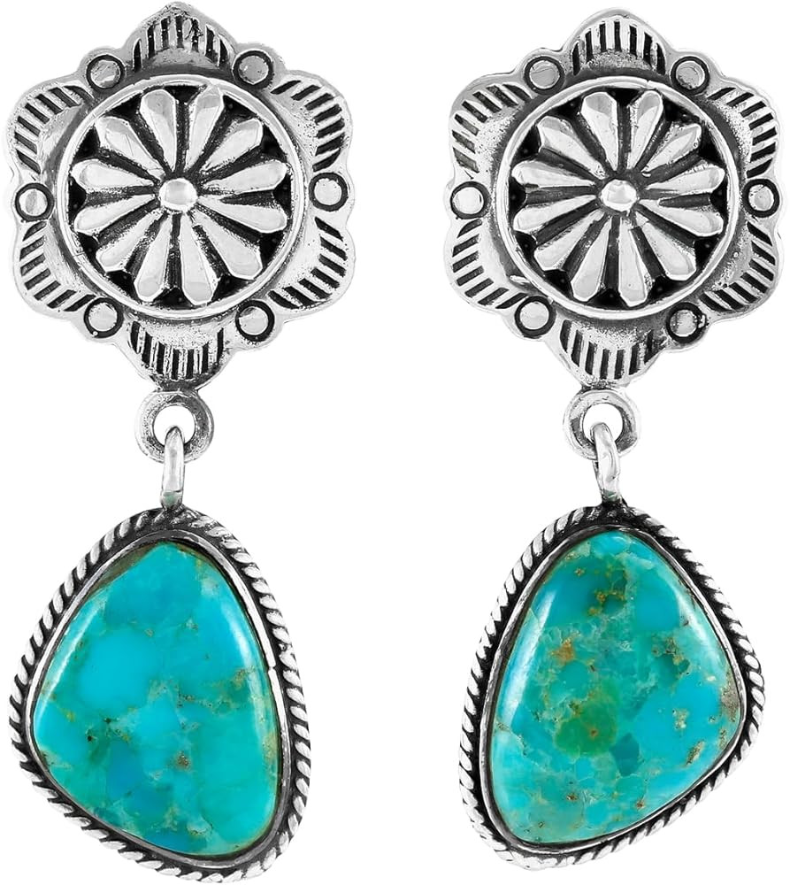 Turquoise Earrings 925 Sterling Silver & Genuine Gemstones | Amazon (US)