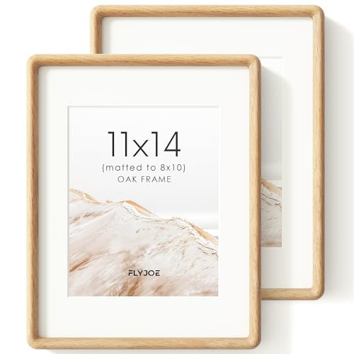 11x14 Picture Frame, Solid Oak Wood Photo Frame, Rounded Corner, 2 Pack | Amazon (US)
