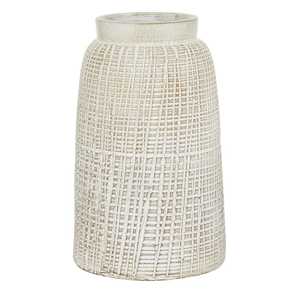 Litton Lane White Terracotta Country Cottage Decorative Vase-24827 - The Home Depot | The Home Depot