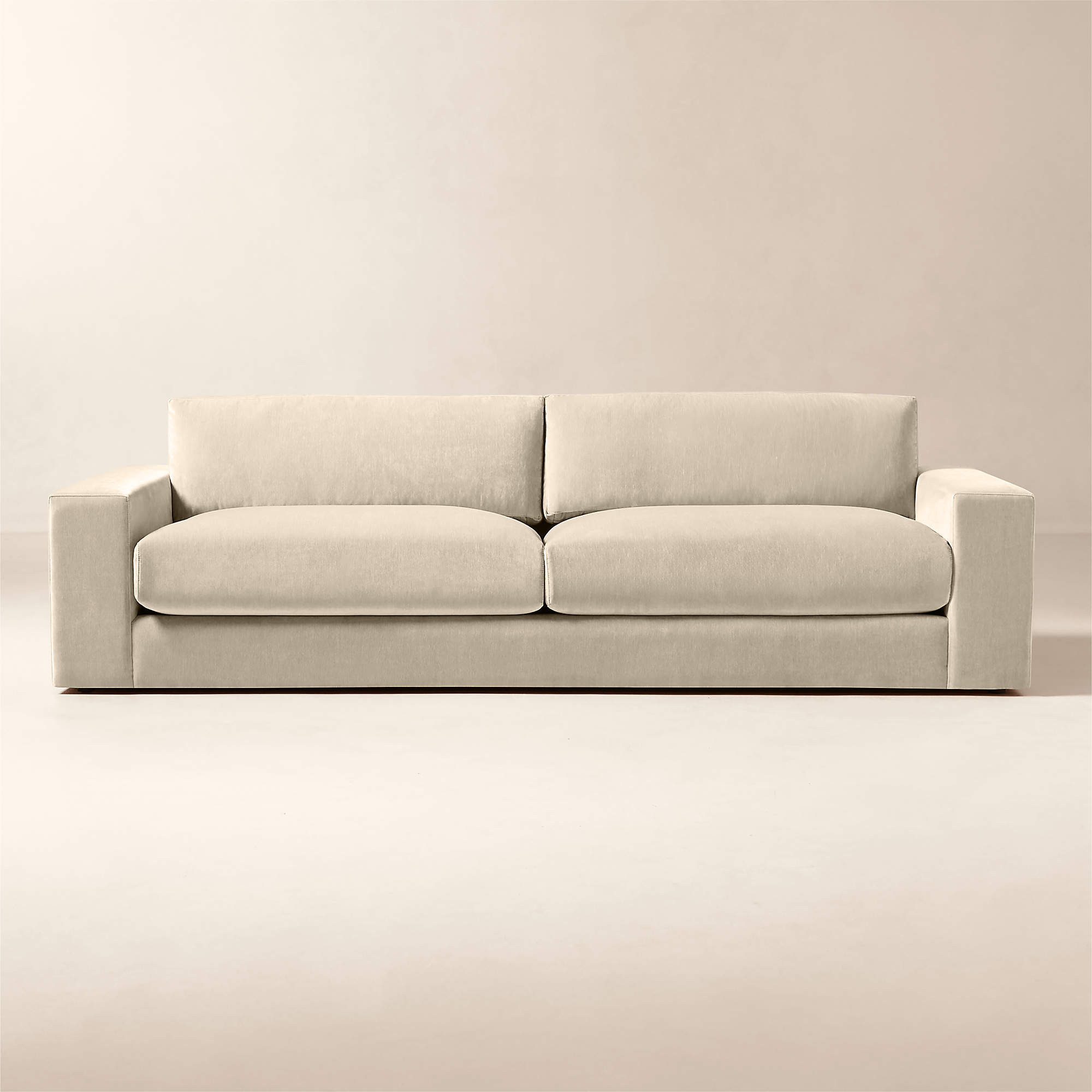 Berkeley 106" Taupe Performance Velvet Sofa + Reviews | CB2 | CB2