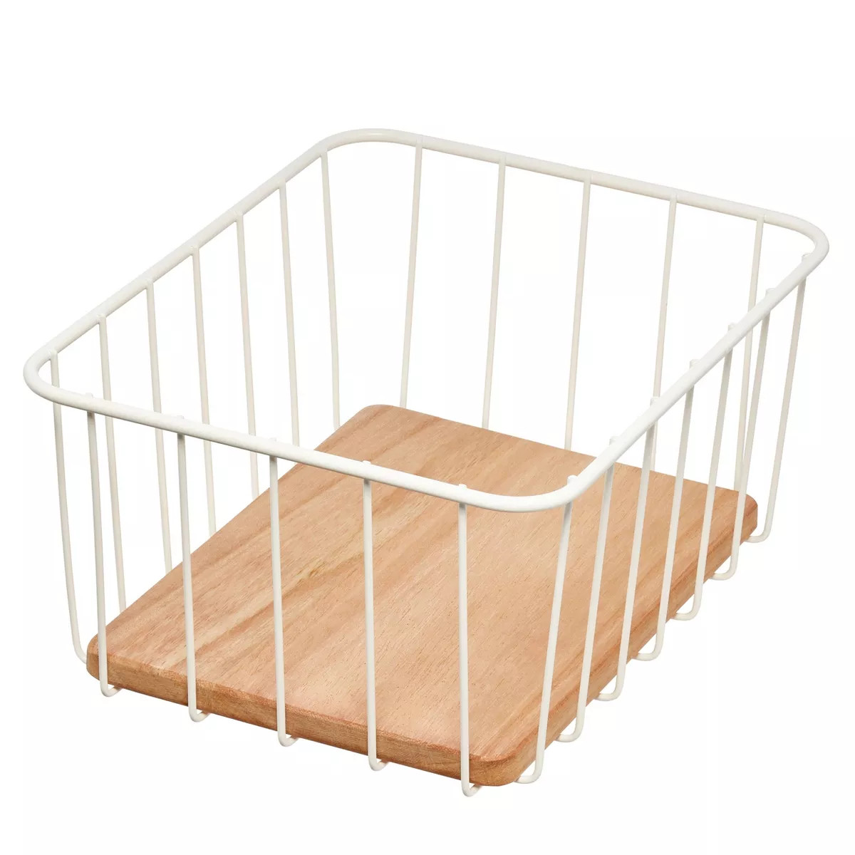 iDESIGN Wire and Paulownia Wood Kitchen Pantry and Cabinet Organizer Bin: Multicolored Storage, W... | Target