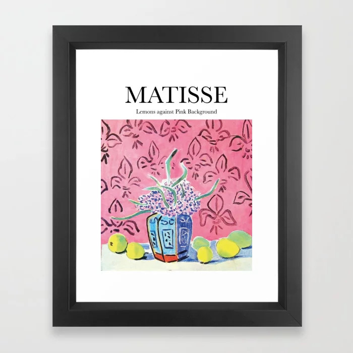 Matisse - Lemons against Pink Background Framed Art Print | Society6