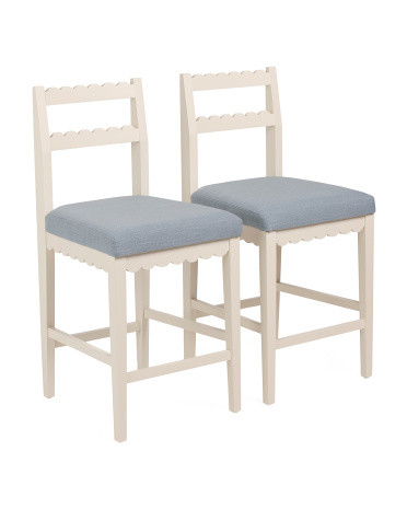 Set Of 2 18X40 Scalloped Wood Counter Stool | TJ Maxx
