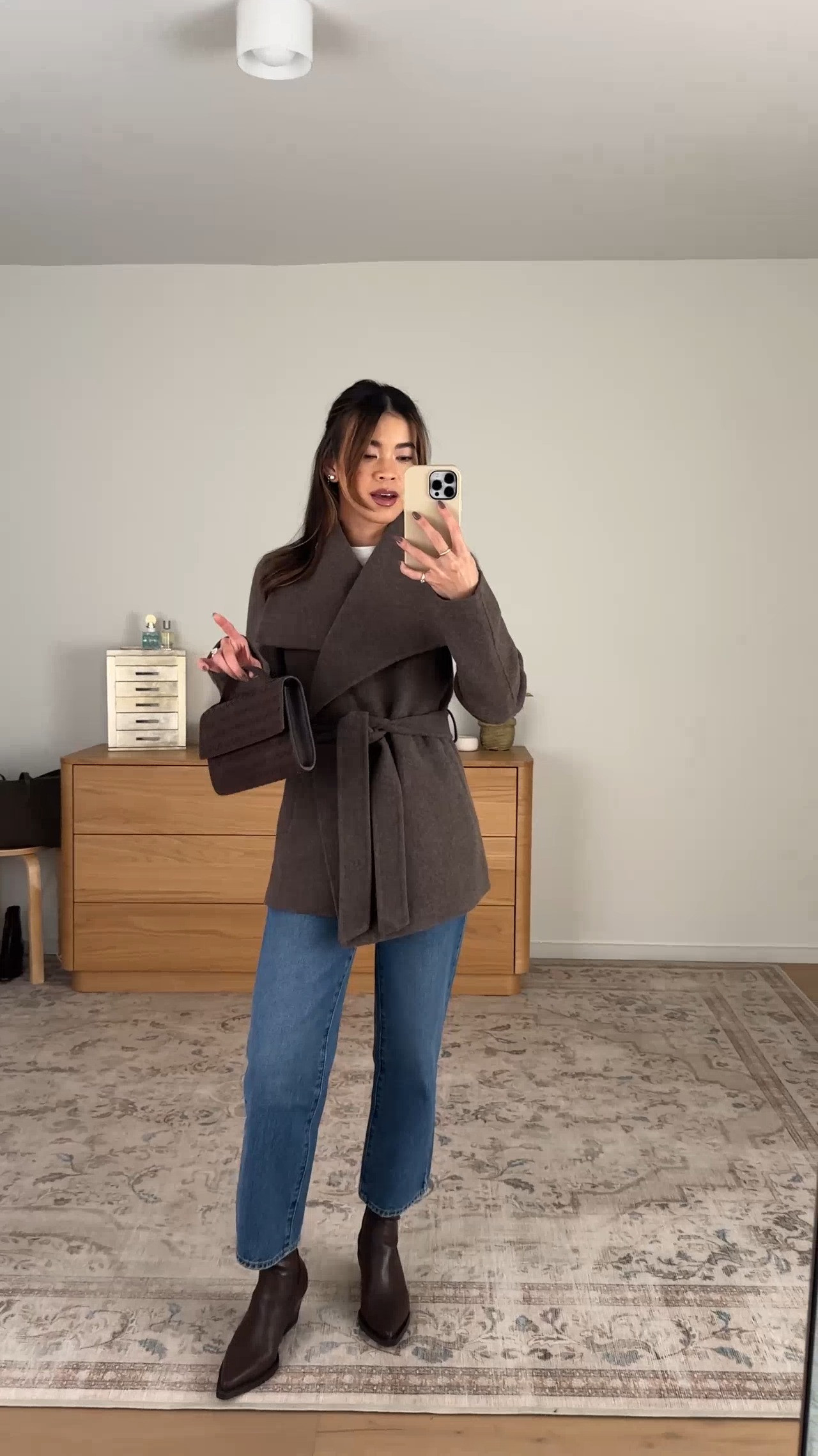 Are you looking for a wrap coat for fall? This one from @Quince is so nice!

Sizing info: 
•Quince Bella Rigid Straight Jeans (Size 24 Short in Horizon Blue) 
•Quince cotton boxy crewneck tee (Size XS in White) 
•Quince Double-Faced Merino Wool Draped Collar Short Wrap Coat (Size XS in Cocoa Melange) 

petite fashion, get dressed with me, outfit inspiration, ootd, nashville outfit, Nashville influencer, petite style, vacation style, casual outfits, mom style, petite pants, fall outfits, fall outfit info, fall pants, fall outfit idea, fall top, fall sweater, fall shoes, quince, petite jeans, cardigan, fall jacket, fall boots, ankle boots 

 #LTKootd #LTKSeasonal #LTKPetite