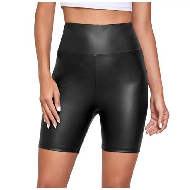 Frostluinai Savings Clearance Womens Shorts Summer 5 High Waist Biker Shorts Faux Leather Shorts ... | Walmart (US)