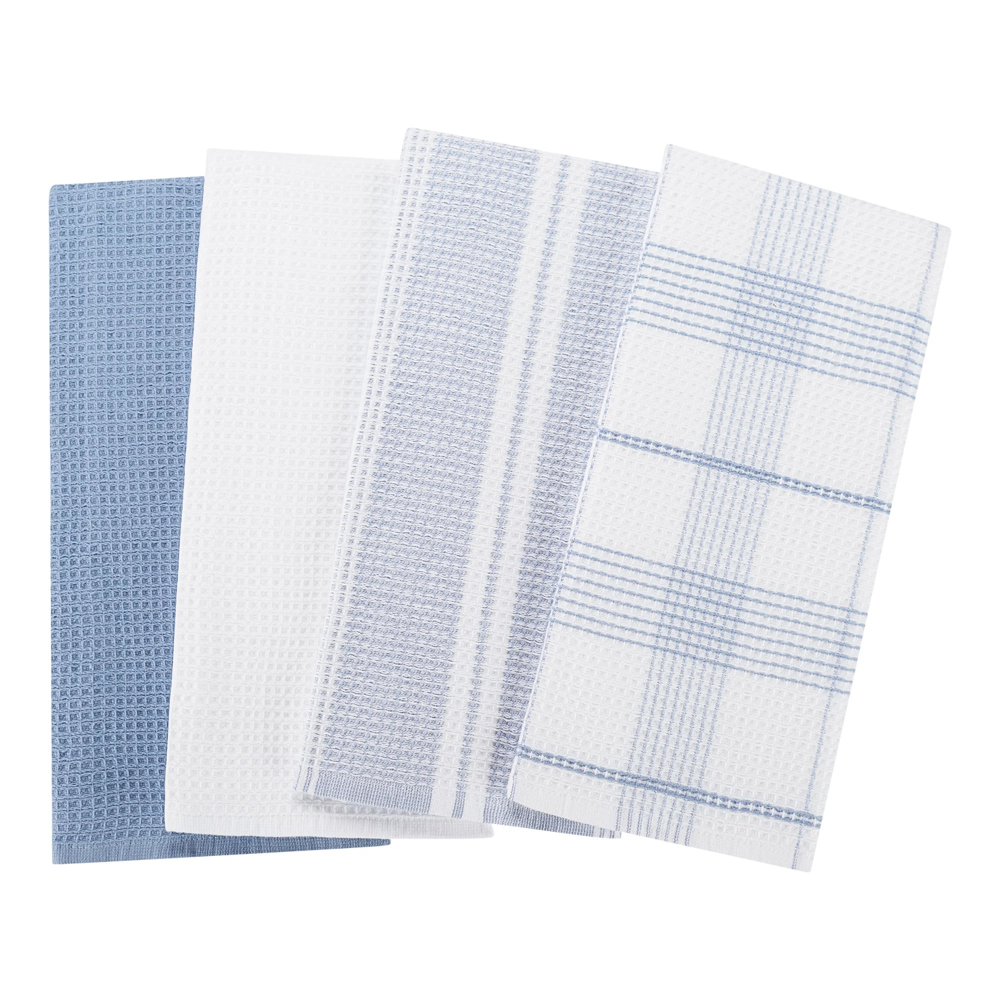 Better Homes & Gardens Blue Linen Cotton Waffle-Weave Dual-Purpose Oversized Kitchen Towels 4 Pac... | Walmart (US)