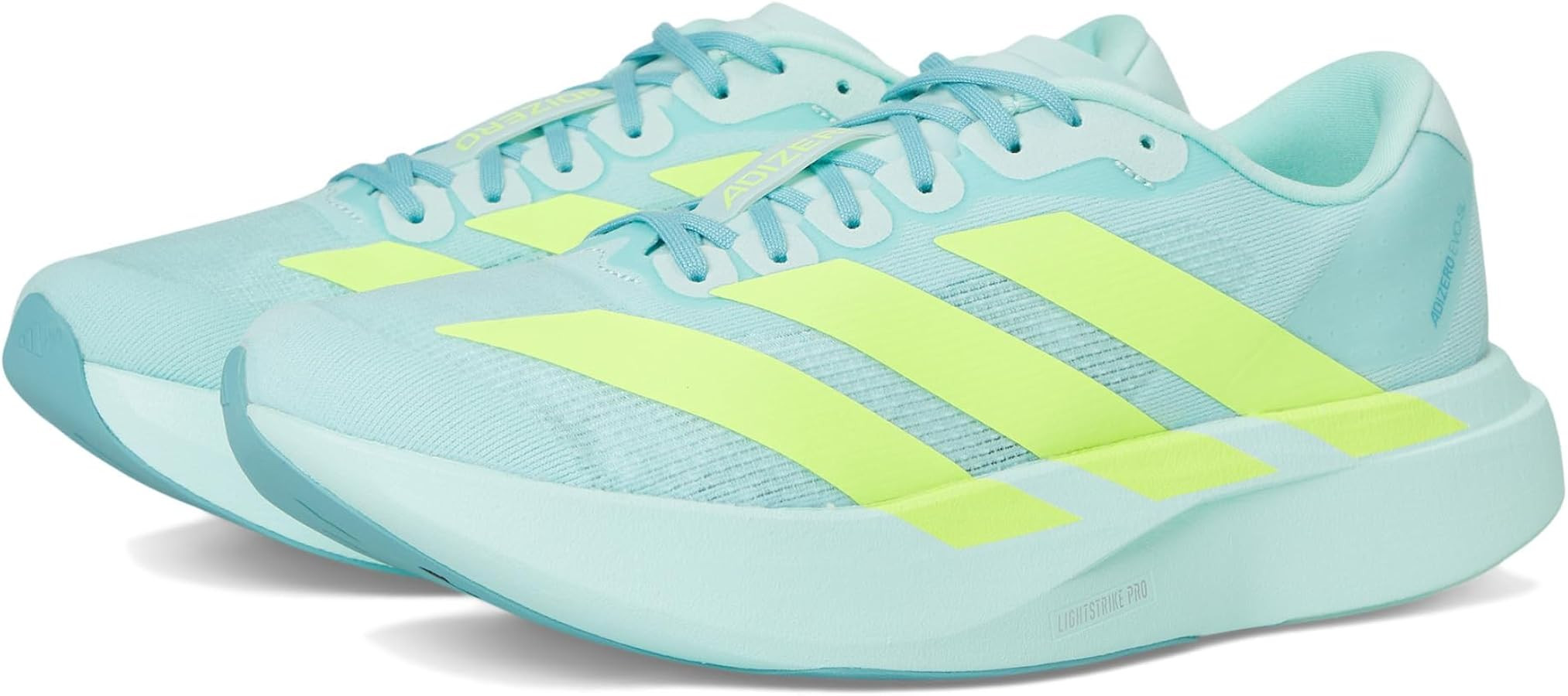 Adidas, Womens, Adizero Evo SL Running Shoes, Semi Flash Aqua/Lucid Lemon/Mint Ton, 7, B - Medium | Amazon (US)