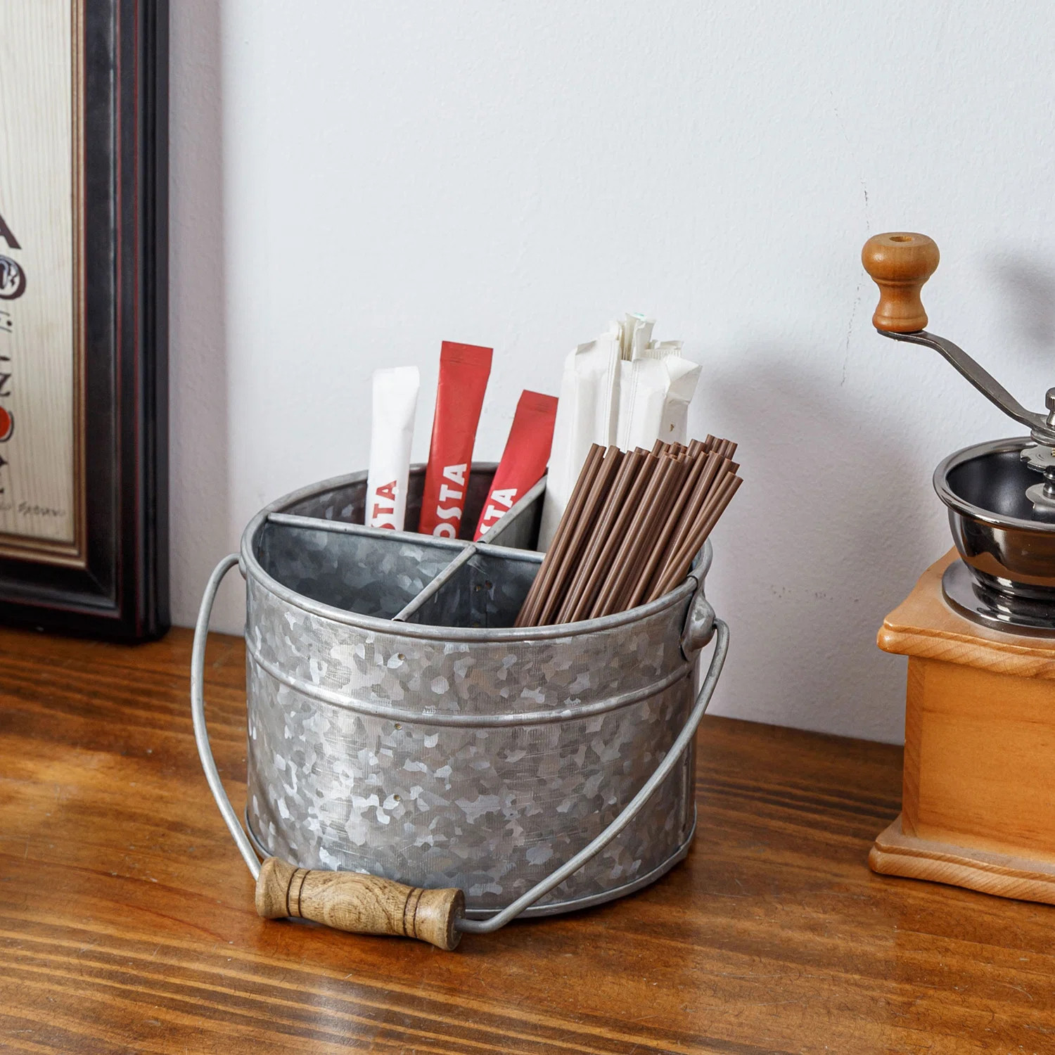 Gracie Oaks 4-Slot Galvanized Metal Flatware Caddy | Wayfair | Wayfair North America