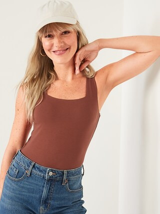 Fitted Sleeveless Square-Neck Bodysuit for Women | Old Navy (US)