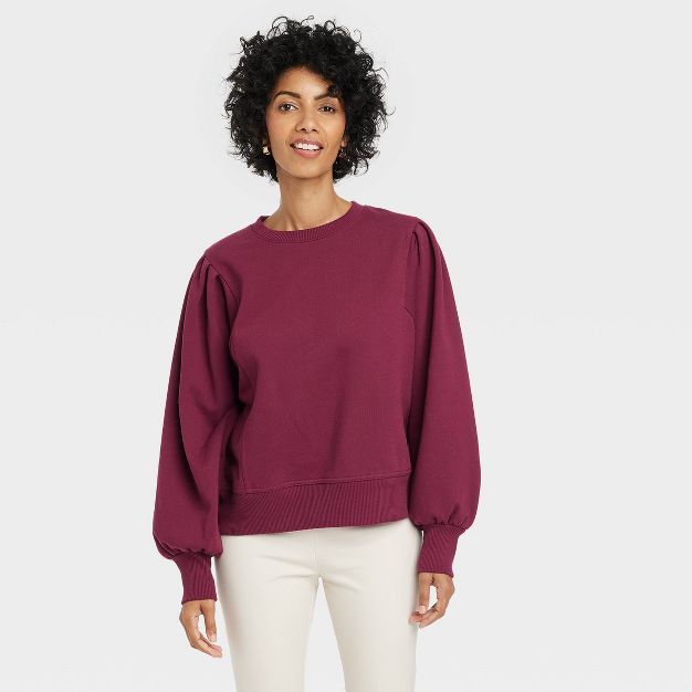 Women&#39;s Fleece Sweatshirt - A New Day&#8482; Cream S | Target