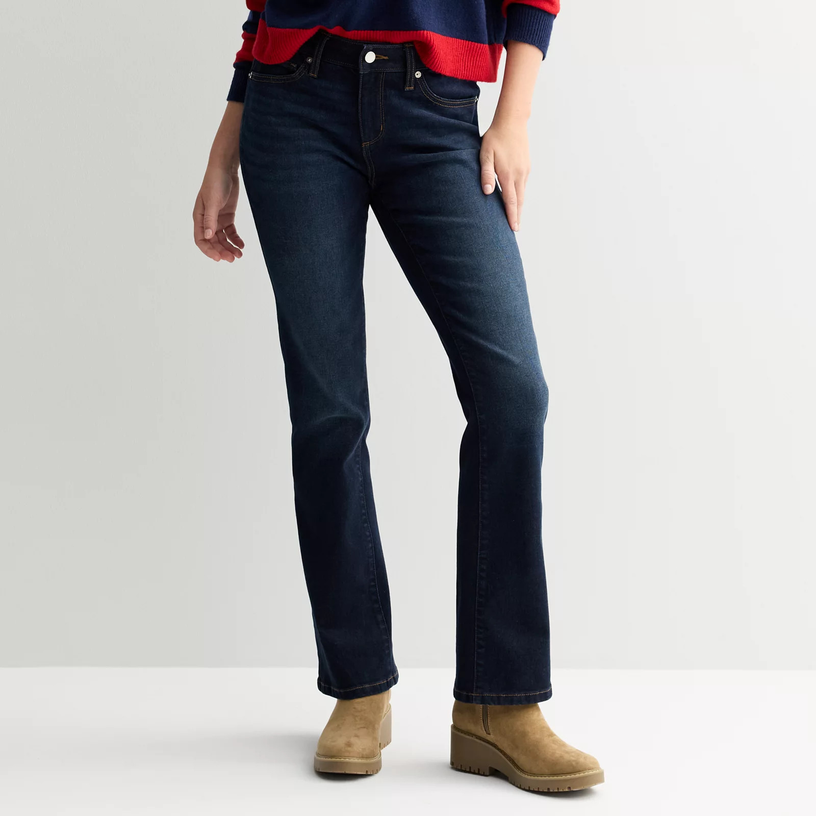 Petite Sonoma Goods For Life® Mid-Rise Bootcut Jeans, Women's, Size: 12 Petite, Rinse Blue | Kohl's