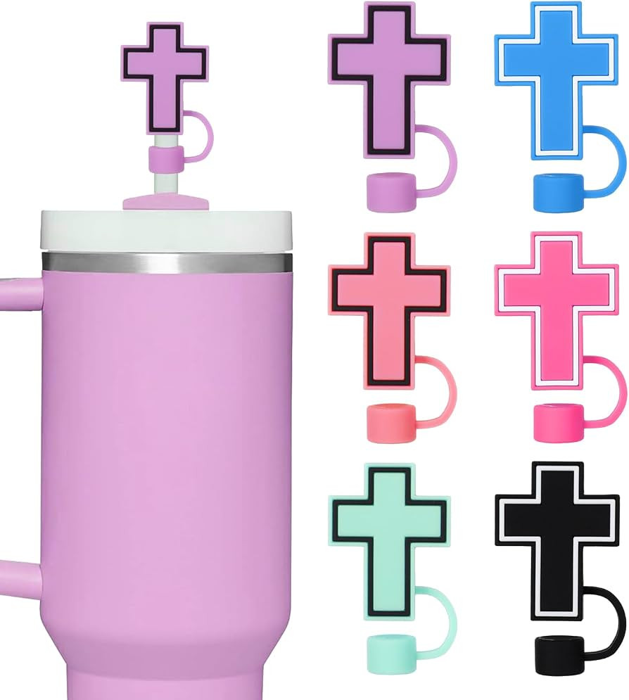 JarThenaAMCS 6Pcs Jesus Faith Straw Covers 0.4 Inch Silicone Reusable Christian Cross Straw Toppe... | Amazon (US)