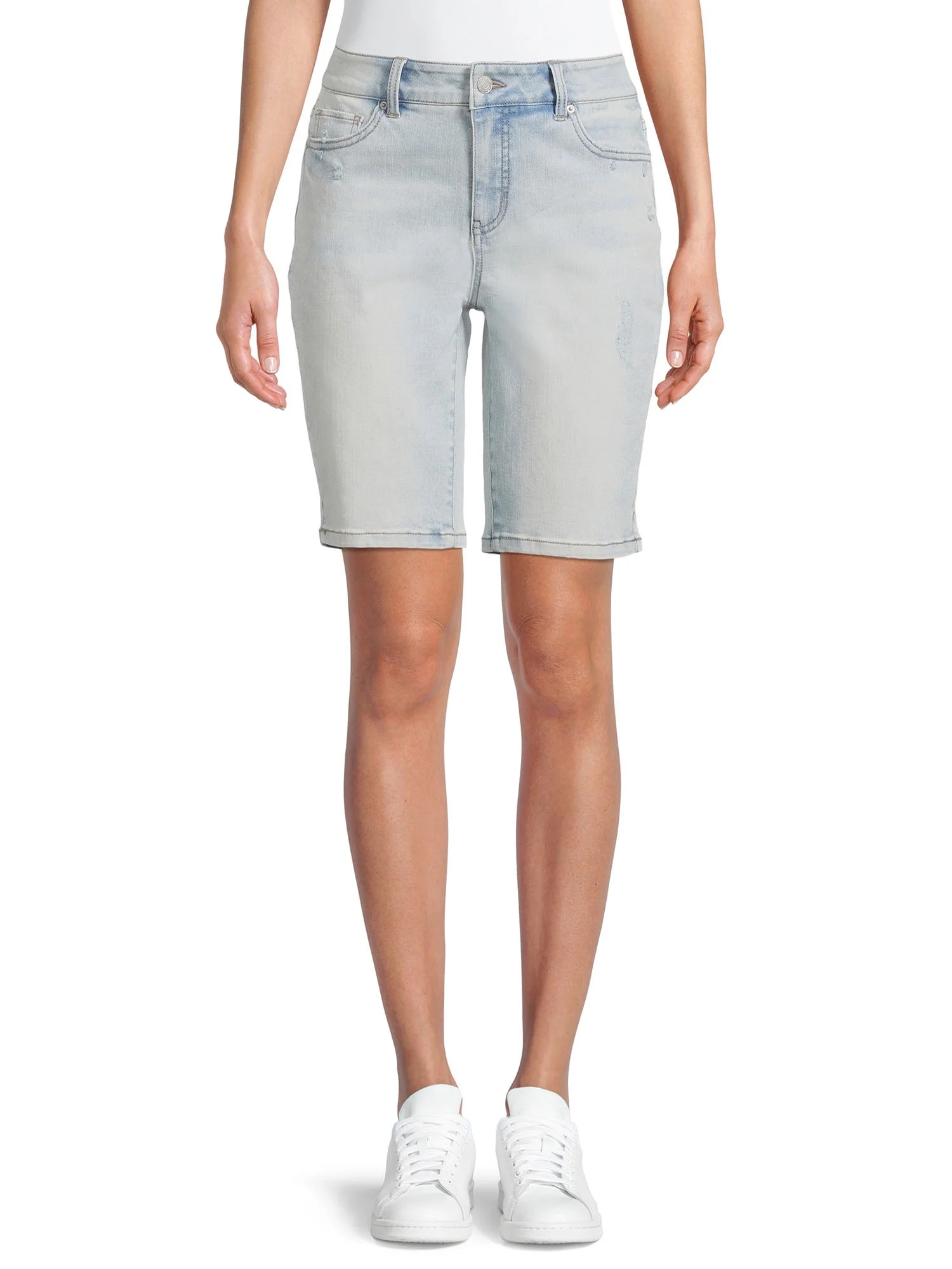 Time and Tru Women's Mid Rise Denim Bermuda Shorts | Walmart (US)