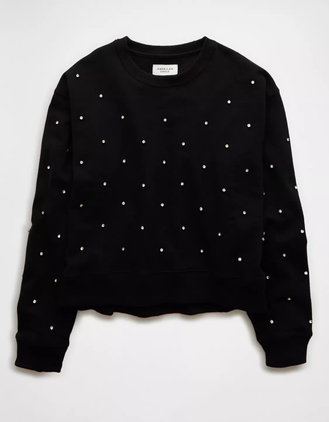 AE Embellished Cropped Crew Neck Sweatshirt | American Eagle Outfitters (US & CA)