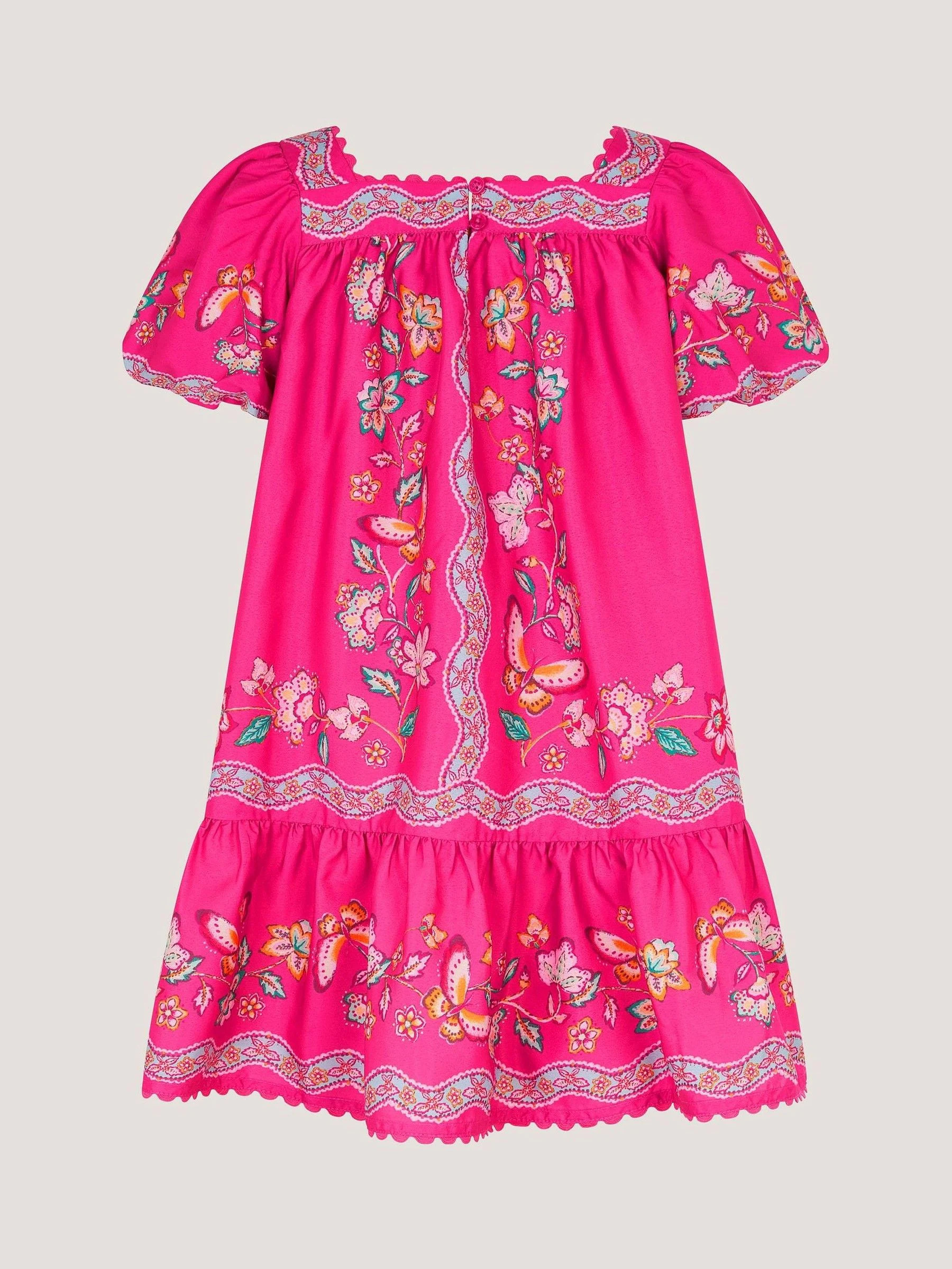 Monsoon Monsoon Pink Ariella Sequin Print Scallop Trim Dress | Next US