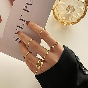 FAXHION Gold Knuckle Rings Set for Women Girls Snake Chain Stacking Ring Vintage BOHO Midi Rings ... | Amazon (US)