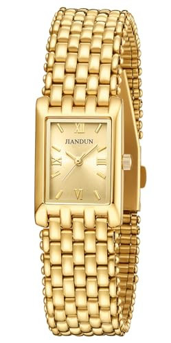 JIANDUN Petite Gold Watches for Women Vintage Ladies Quartz Wrist Watches Stainless Steel Band Womens Gold Watch Luxury Bracelet Tools Included (All Gold) | Amazon (US)