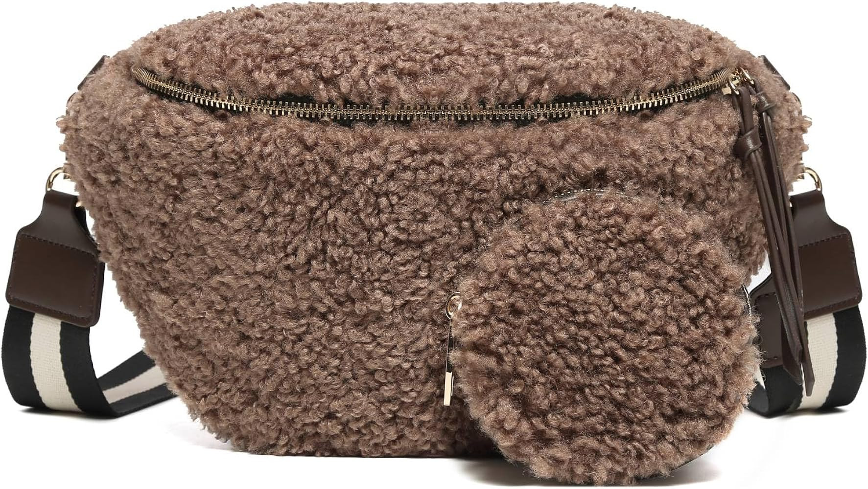 ER.Roulour Small Crossbody Sling Bag for Women Winter Plush Waist Bag Fleece Belt Bag Fanny Pack ... | Amazon (US)