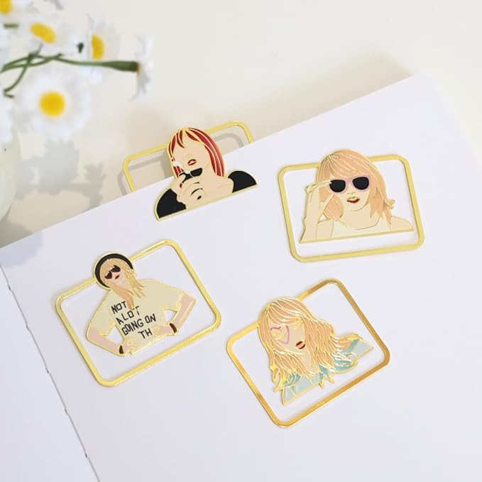 Nikolle 4Pcs Metal Bookmark, Taylor Metal Bookmarks for Book Lovers, Novel Books Reading Supplies... | Amazon (US)