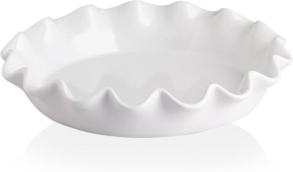 Sweejar Ceramic 11.5 Inches Pie Pan for Baking, Deep and Fluted Porcelain Round Pie Dish, Non-Sti... | Amazon (US)