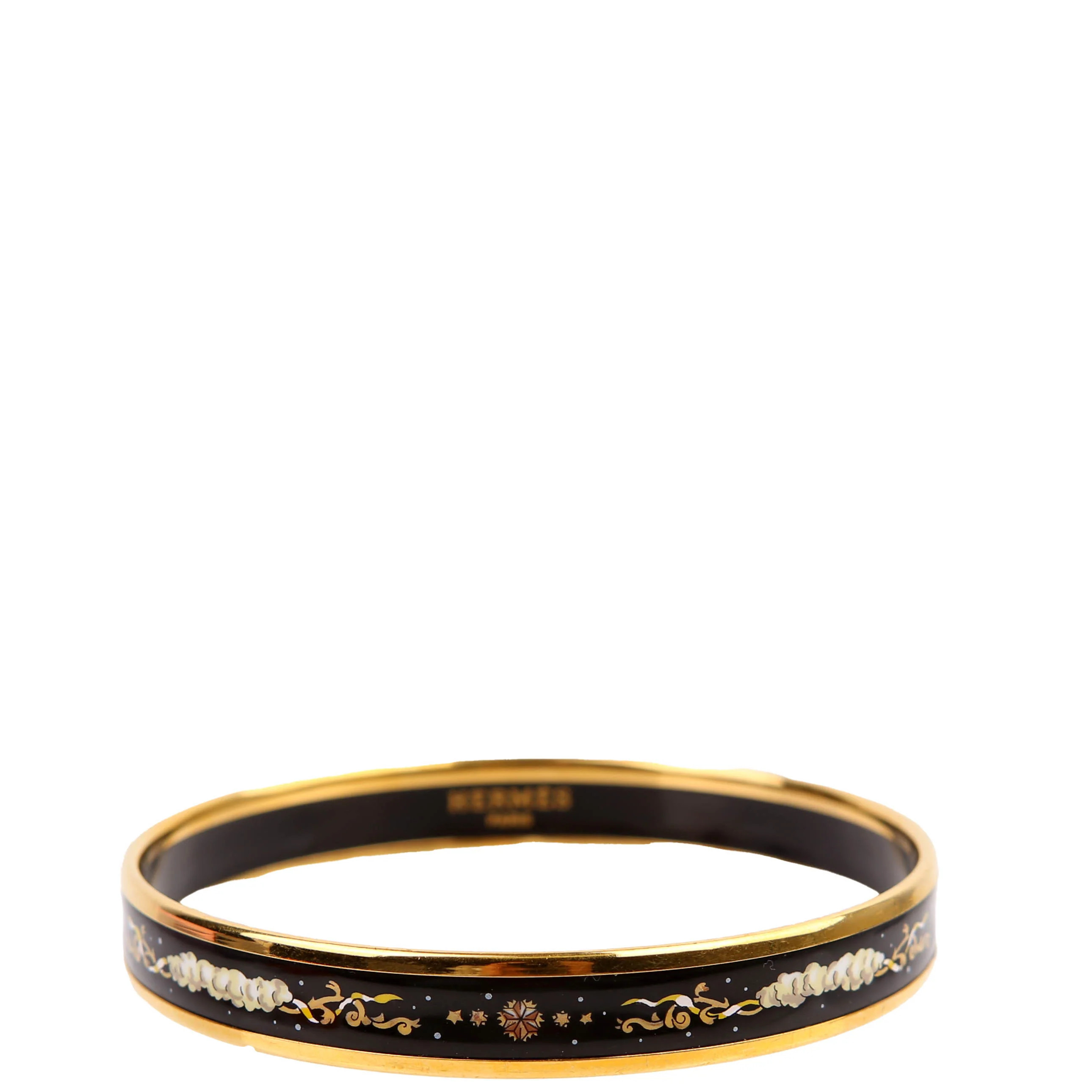 Printed Enamel Narrow Bangle Bracelet Black | Keeks Designer Handbags