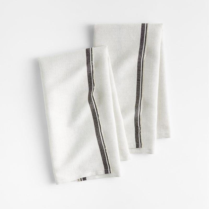 Clovis Black Edge Cotton Tea Kitchen Dish Towels, Set of 2 + Reviews | Crate & Barrel | Crate & Barrel