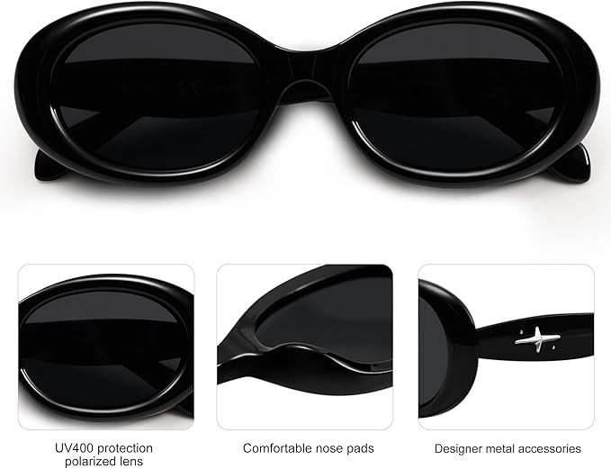 SOJOS Small Retro Oval Polarized Sunglasses for Women Men 90s Vintage Small Face UV400 Protection... | Amazon (US)