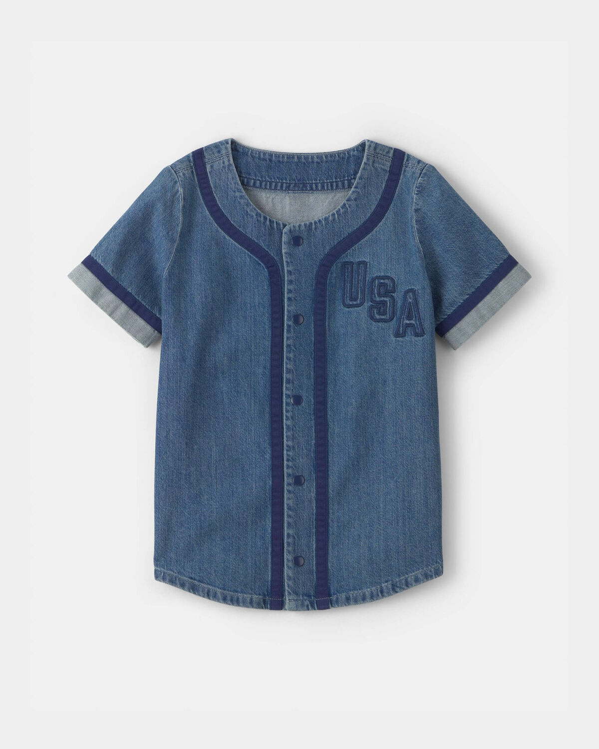 Boys 'USA' Denim Short-Sleeve Button-Down Shirt - Medium Wash | Carter's Inc