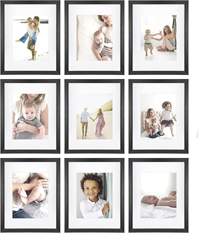 Sheffield Home 9 Piece Gallery Wall Frame Set, 11x14 in. matted to 8x10 in. (Matte Black) | Amazon (US)