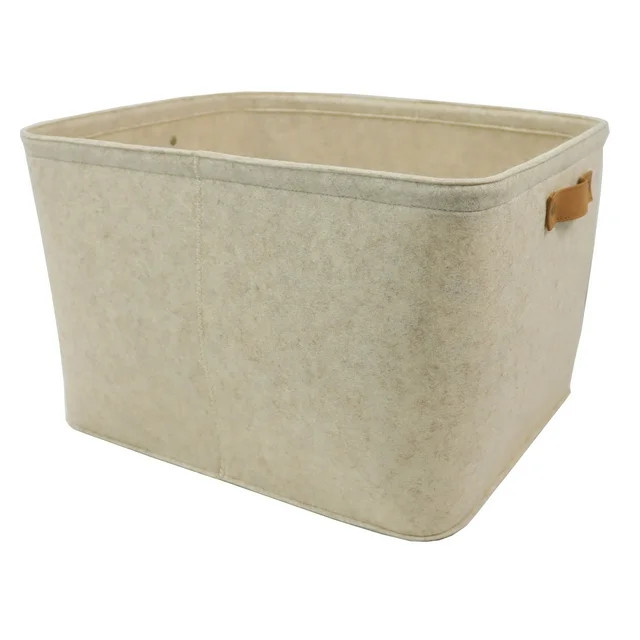 Mainstays Large Felt Decorative Storage Basket, Oatmeal | Walmart (US)
