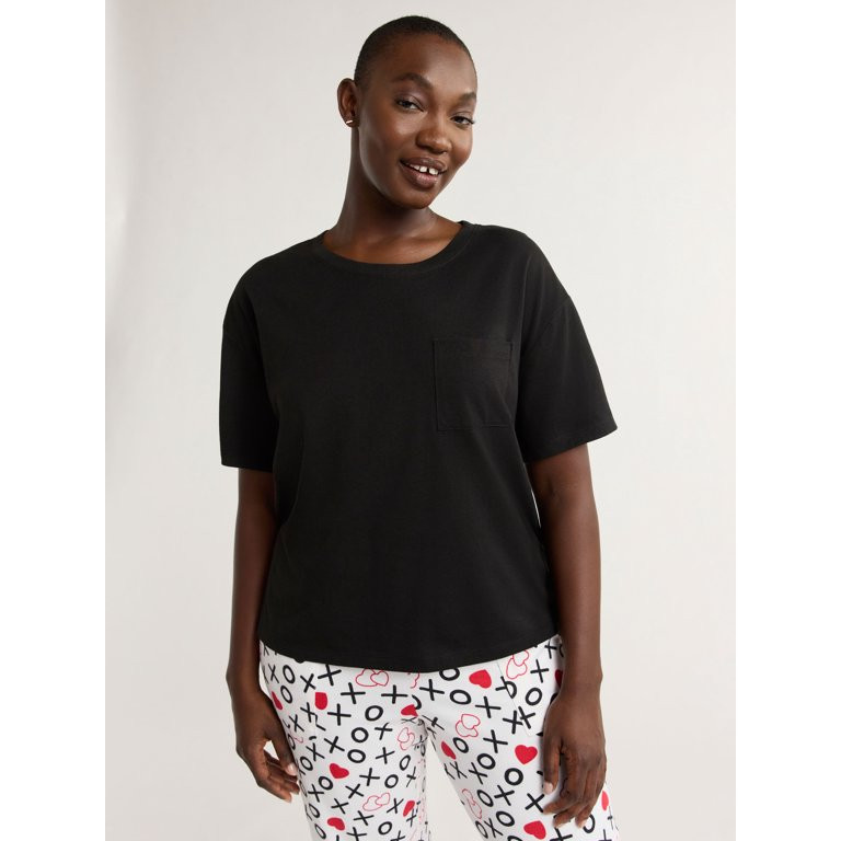 Joyspun Women's and Women’s Plus Sleep Easy Tee with Short Sleeves, Sizes XS to 3X - Walmart.co... | Walmart (US)