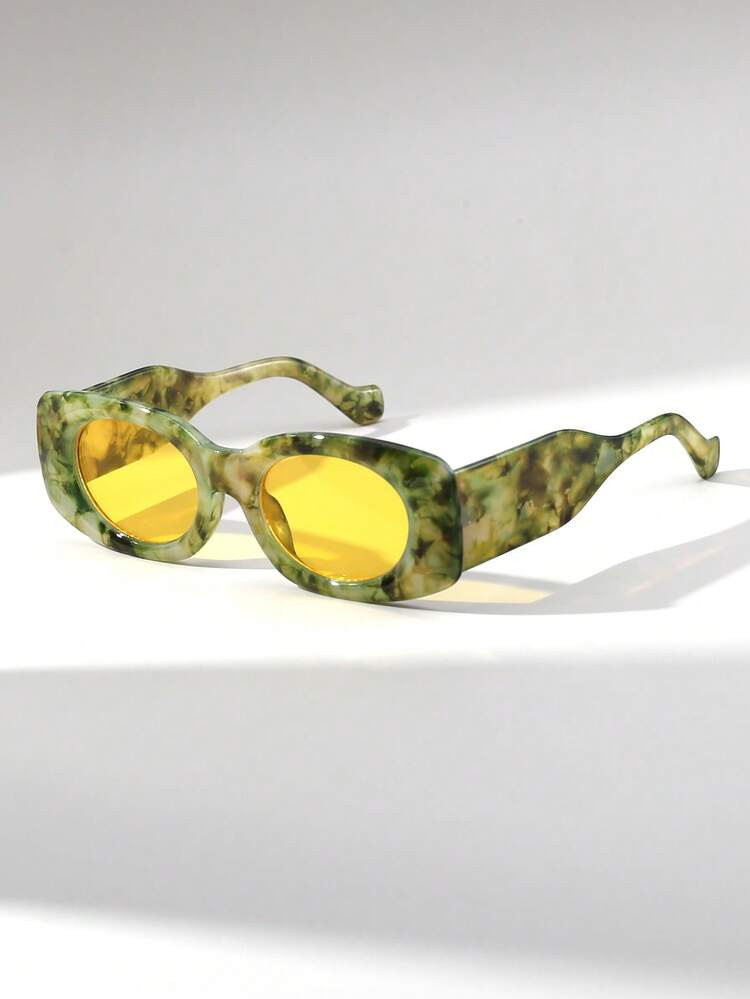 1 Pc Women's Cat-Eye Marble Pattern Vintage Retro Y2K Street Style Fashion Glasses For Beach Part... | SHEIN