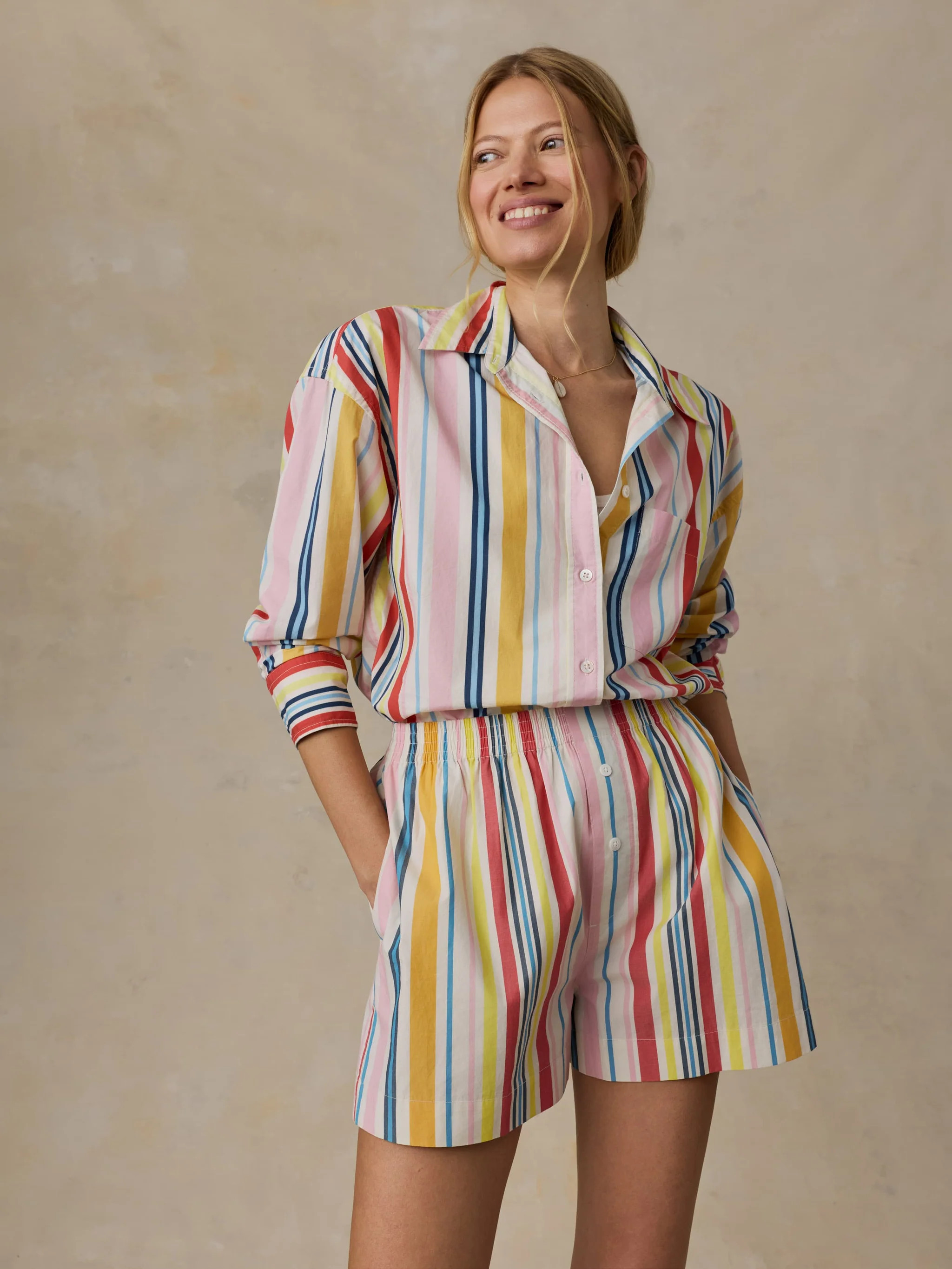 Coastal Poplin Boxer Short - Sunset Parade | Faherty