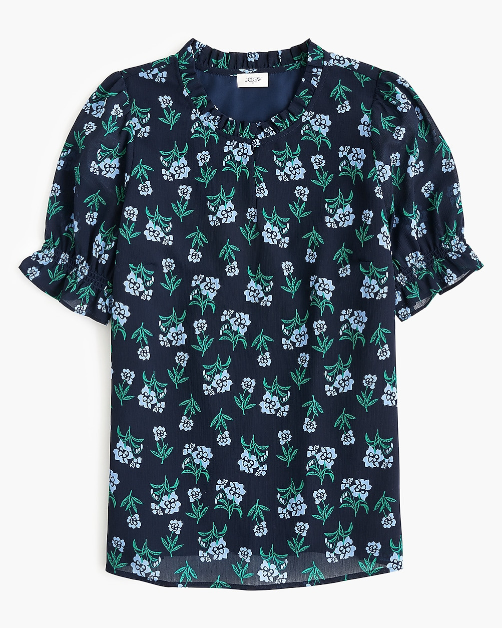 Short-sleeve printed ruffleneck top | J.Crew Factory