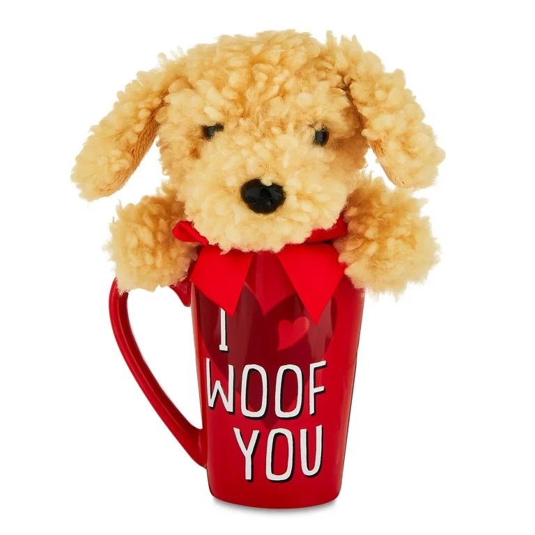 Valentine's Day Brown Puppy Plush Toy in Latte Mug, ​10", by Way To Celebrate | Walmart (US)