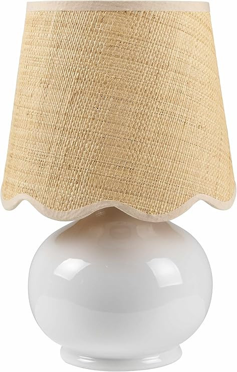 Theisseil Boho Ceramic Bedside Table Lamp for Bedroom Nightstand and Living Room - Shade Rattan -... | Amazon (US)