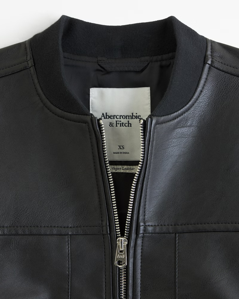 Vegan Leather Bomber Jacket | Abercrombie & Fitch (US)