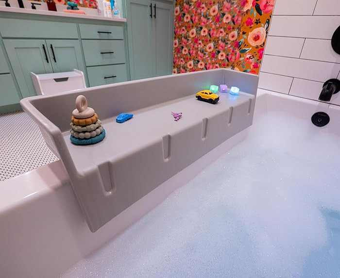 Tub Topper® Bathtub Splash Guard & Bath Shelf for Kids – Toddler Bath Tray, Bath Toys Storage ... | Amazon (US)