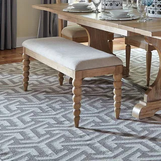 Harbor View Sand Cottage Linen Upholstered Dining Bench | Bed Bath & Beyond