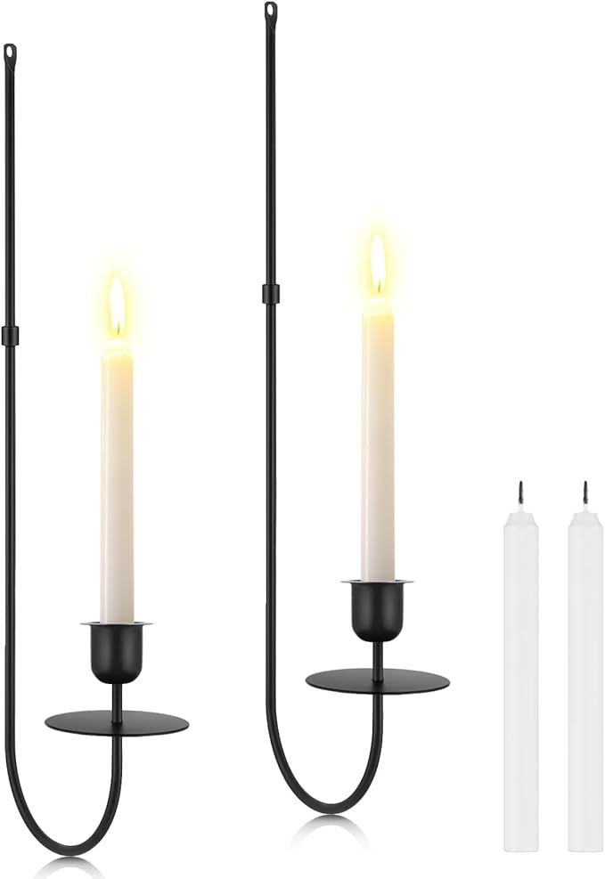 Tioncy 2 Pcs Wall Sconce Candle Holder with Candles Metal Wall Mount Candleholder Wall Candle Sti... | Amazon (US)