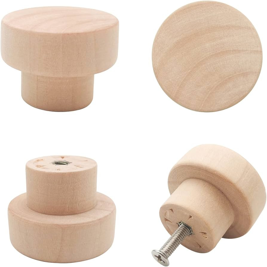 Bmgop 10PCS Wood Knobs Flat Top Round Cabinet Knobs 1.39"(35mm) Unfinished Wooden Furniture Drawe... | Amazon (US)