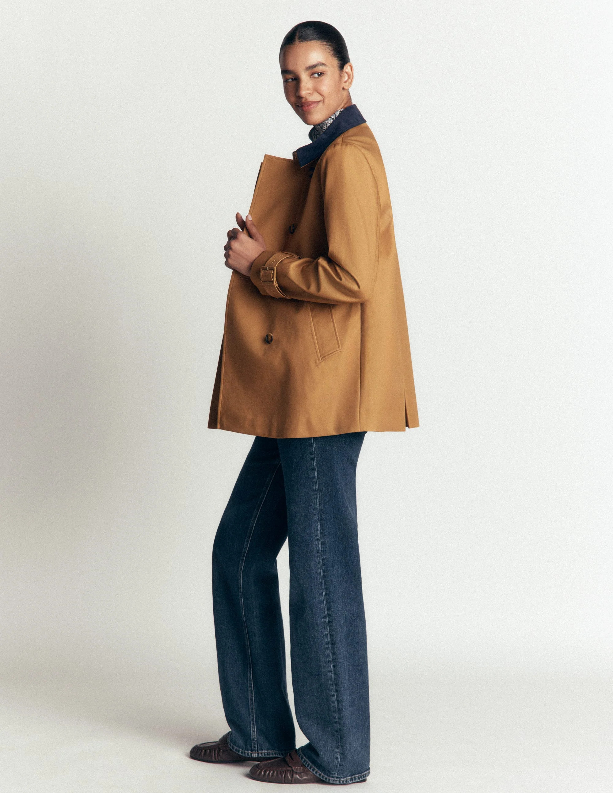 Swing Box Short Trench-Camel | Boden UK