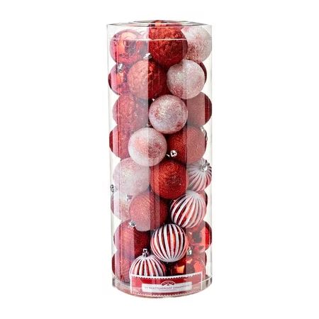 Holiday Time Red & White Shatterproof Christmas Ornaments 50 Count | Walmart (US)