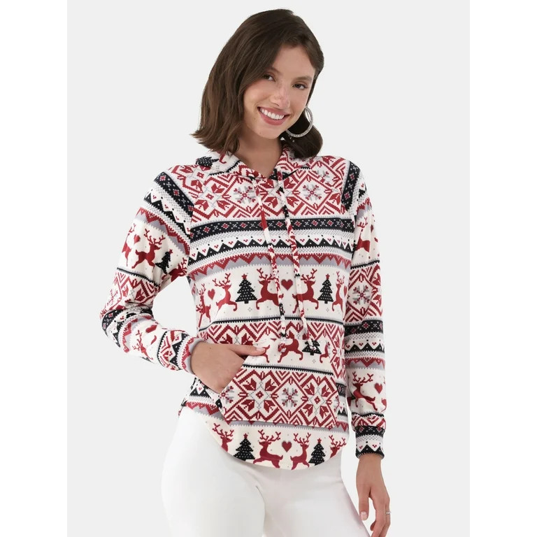 No Boundaries Plush Christmas Pullover Hoodie, Women's | Walmart (US)