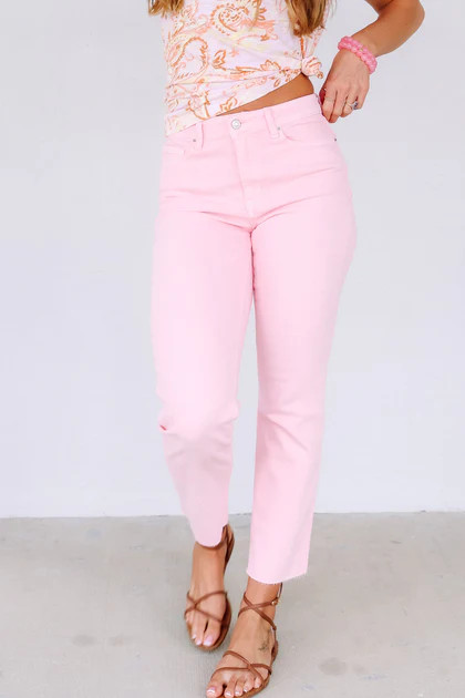 Kelley Pink Cropped Straight Jean | The Willow Tree