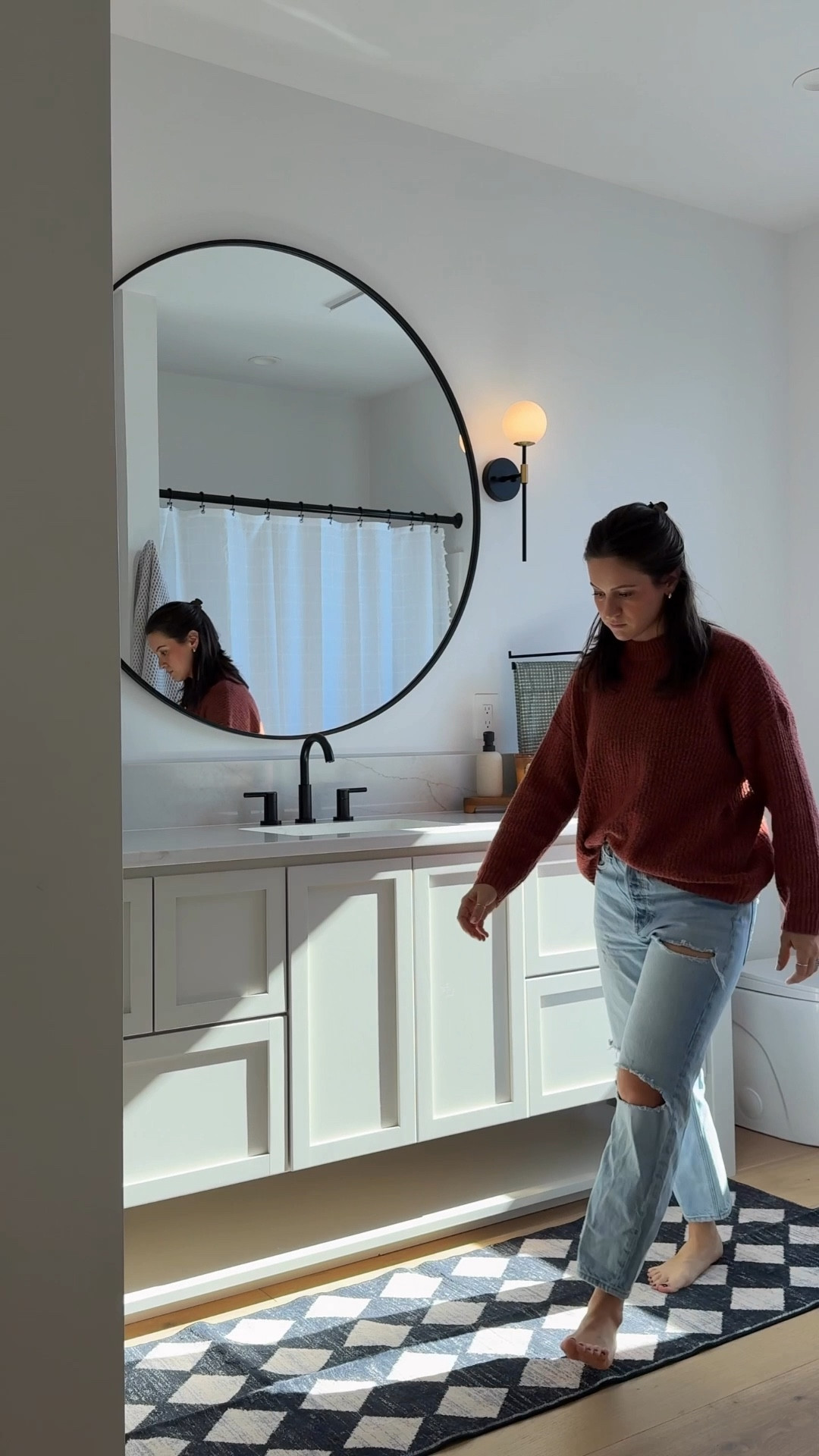 Simple bathroom styling ✨
 
guest bathroom, mirror, lighting, wall sconces, faucet, rug, modern, home decor

#LTKHome