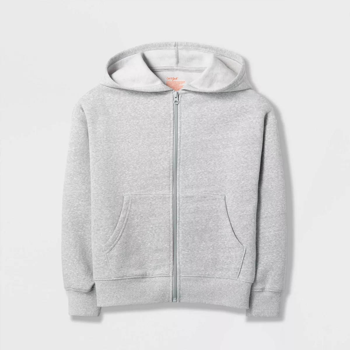 Boys' Relaxed Fit Fleece Zip-Up Hoodie Sweatshirt - Cat & Jack\u2122 Heathered Gray XS | Target