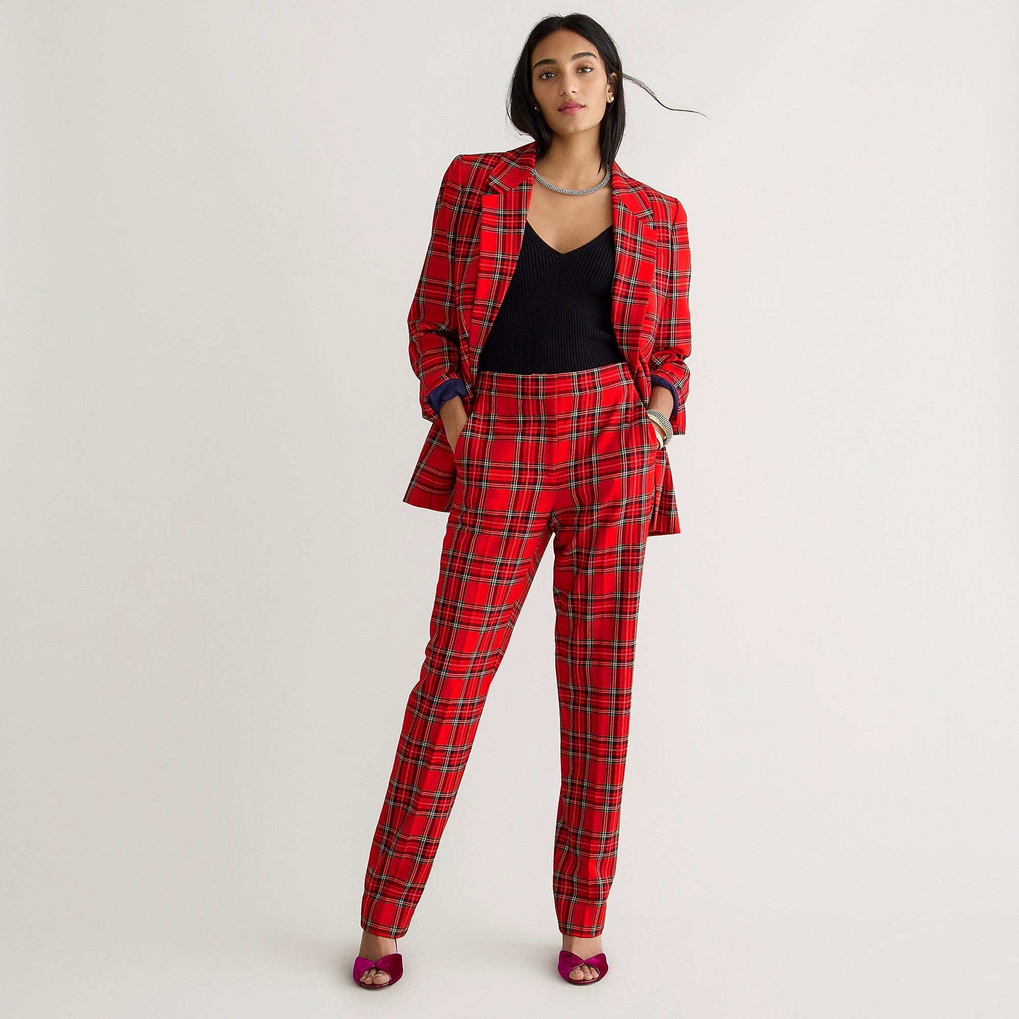 Full-length Kate straight-leg pant in Good Tidings plaid wool | J. Crew US