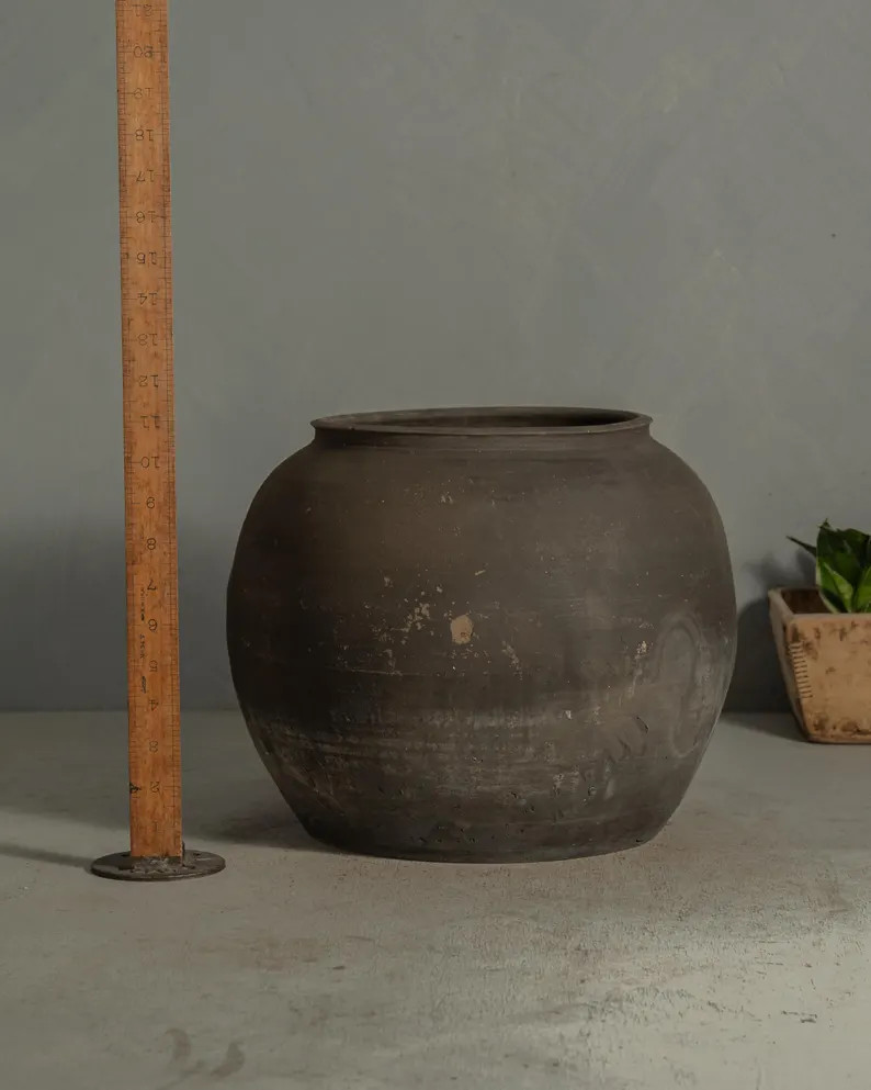Vintage Grey Black Clay Wabi Sabi Pot {G3} (free Shipping) - Etsy | Etsy (Global)