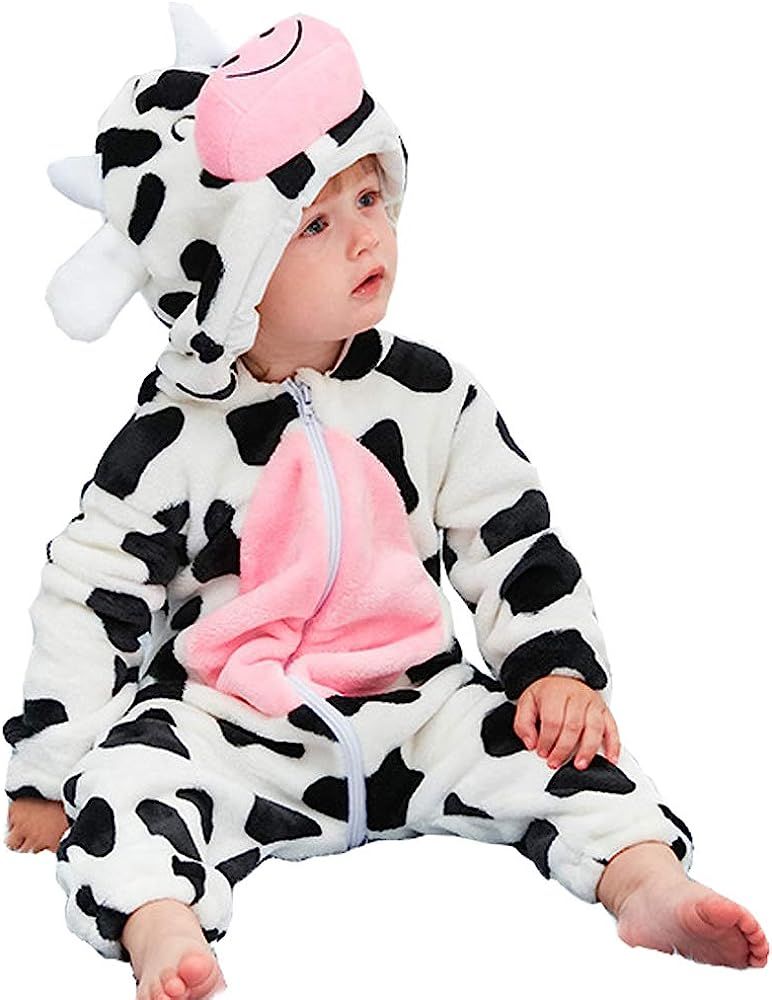 Baby Animal Halloween Costume - Unisex Infant Cartoon Hooded Romper Toddler Cosplay Jumpsuit Warm... | Amazon (US)